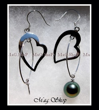 Apprêt Boucles D`oreilles Coeurs Tiffany Argent Rhodié 925 MAG.SHOP