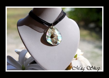 Archipels Collection Collier Miti Manihi Vagues Nacre 3cm & Perle Keishi de Tahiti MAG.SHOP