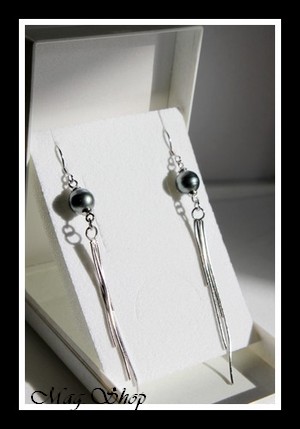  Boucles dOreilles Snake Argent Rhodié 925 Perles Cerclées de Tahiti MAG.SHOP