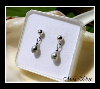 KEISHIS Collection  Boucles d`oreilles Tekava Argent 925  2 Perles Keishis Assorties de Tahiti MAG.SHOP