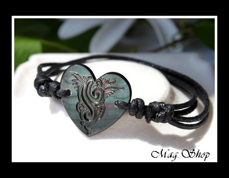 Marquises Collection  Bracelet Coeur Vagues Nacre 2.5cm de Tahiti MAG.SHOP