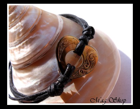 Marquises Collection  Bracelet coeur Vagues Nacre de Tahiti 2.5cm MAG.SHOP