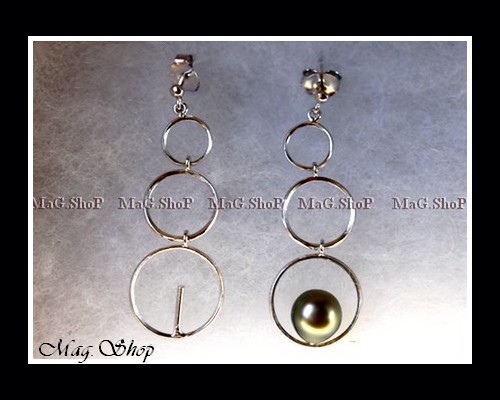 pprêt Boucles D`Oreilles 3 Cercles Argent Rhodié 925 MAG.SHOP TAHITI