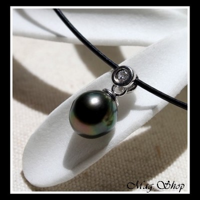 Silver Sea Collection  Collier Motu Tehani Argent Rhodié 925 & Perle Baroque de Tahiti MAG.SHOP