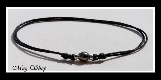 Surfeur Perle Collier Cerclée de Tahiti Gris Foncés MAG.SHOP