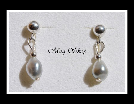 Tekava Boucles d`oreilles Argent 925 2 Perles Keishis Baroques de Tahiti MAG.SHOP