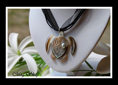 Tortue Archipels Mehetia Vagues Collier Nacre & Perle Keishi de Tahiti Modèle 6 MAG.SHOP