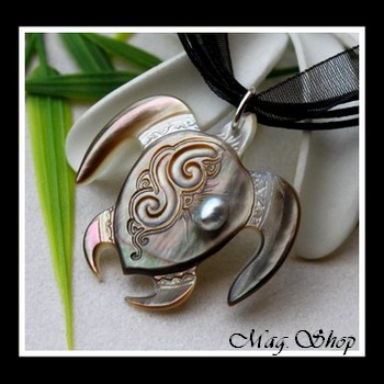 Tortue Archipels Mehetia Vagues Collier Nacre & Perle Keishi de Tahiti Modèle 6 MAG.SHOP